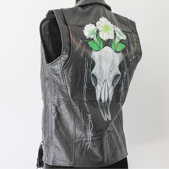 Hand painted vintage moto vest - Picture 3 of 4
